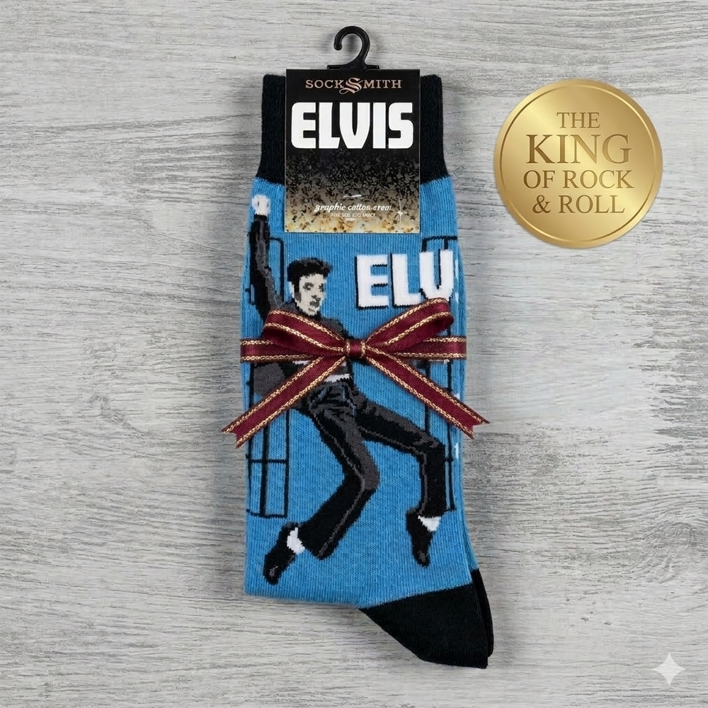 🎸 Elvis: The King of Rock & Roll – "Jailhouse Rock" Crew Socks 🎸